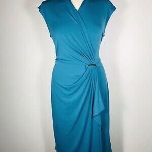 NWT Michael Kors Faux Wrap Dress Peacock (Teal) L